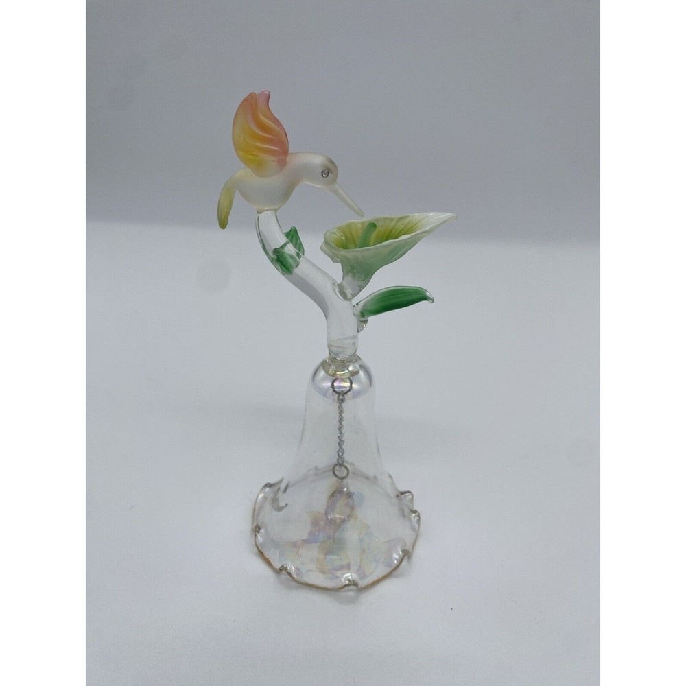 Vintage Hummingbird Bell Glass. With Color